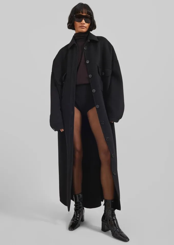 Women Dallas Wool Overcoat 8211 Black The Frankie Shop Outerwear