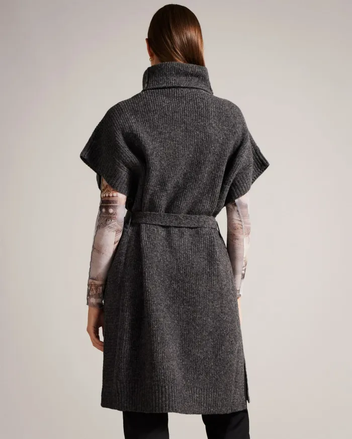 Women DANLENA 8211 Engineered Knit Funnel Neck Cape Grey Ted Baker Jumpers and Cardigans Women DANLENA 8211 Engineered Knit Funnel Neck Cape Grey Ted Baker Jumpers and Cardigans