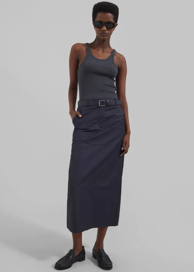 Women Dara Midi Skirt 8211 Navy The Frankie Shop Bottoms