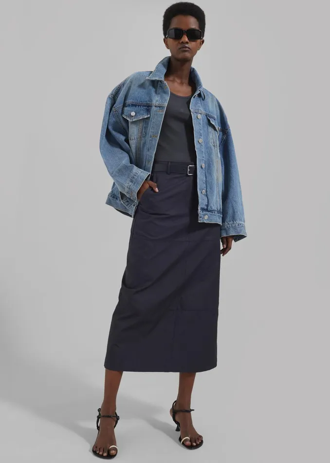 Women Dara Midi Skirt 8211 Navy The Frankie Shop Bottoms
