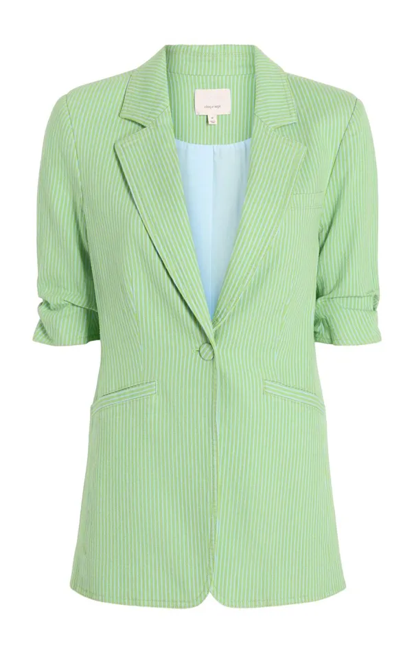 Women Denim Cinq Sept Short Sleeve Khloe Blazer Lush Meadowskylight