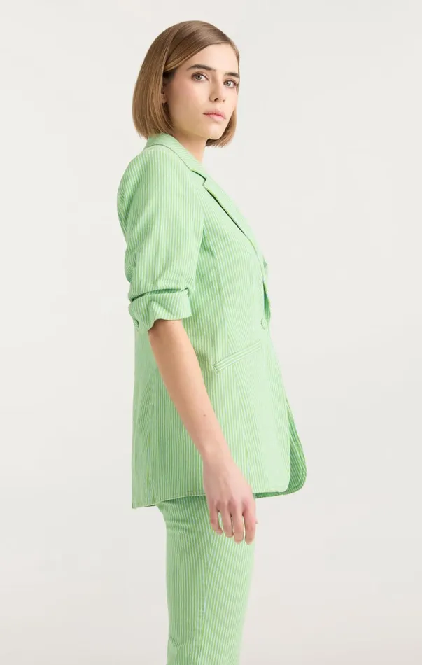 Women Denim Cinq Sept Short Sleeve Khloe Blazer Lush Meadowskylight