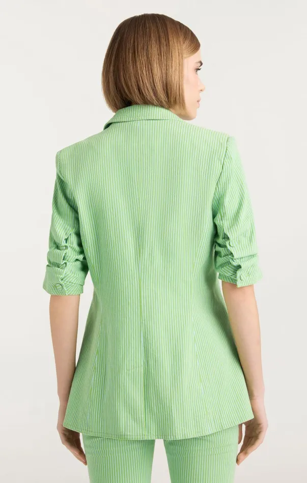 Women Denim Cinq Sept Short Sleeve Khloe Blazer Lush Meadowskylight