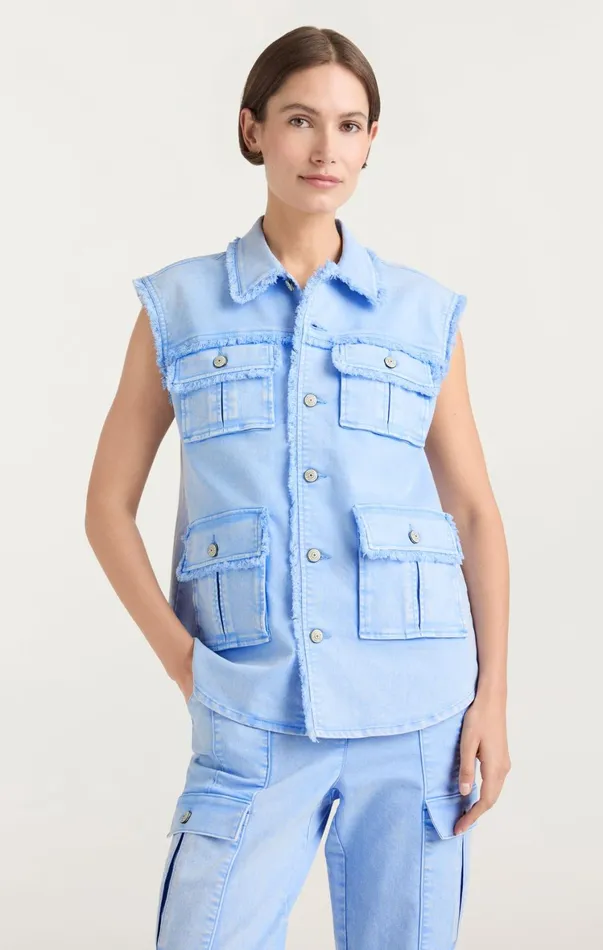 Women Denim Cinq Sept Sleeveless Vera Jacket Skylight