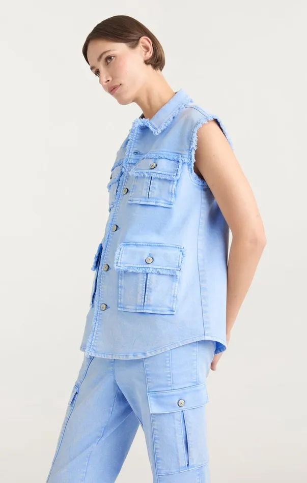 Women Denim Cinq Sept Sleeveless Vera Jacket Skylight