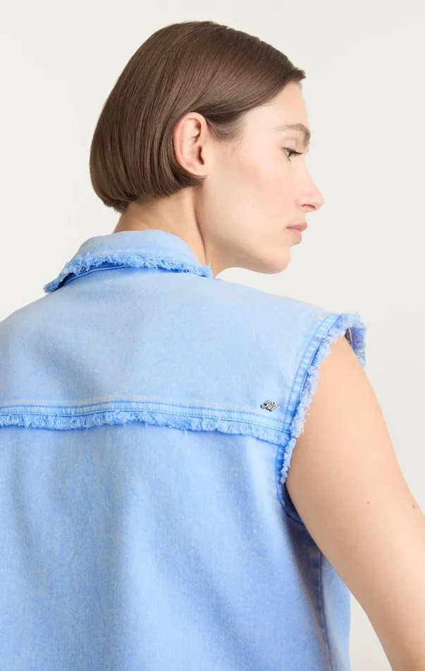 Women Denim Cinq Sept Sleeveless Vera Jacket Skylight