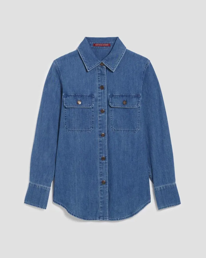 Women Denim Shirt Light Blue Comptoir Des Cotonniers Blouses and Shirts and Tops