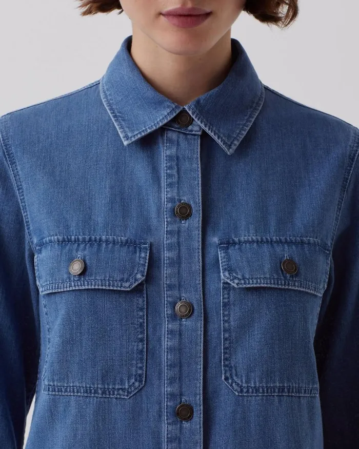 Women Denim Shirt Light Blue Comptoir Des Cotonniers Blouses and Shirts and Tops