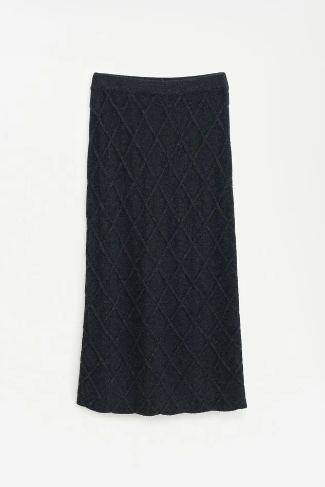 Women Diamond Cable Skirt Anthracite Melange Filippa K Skirts