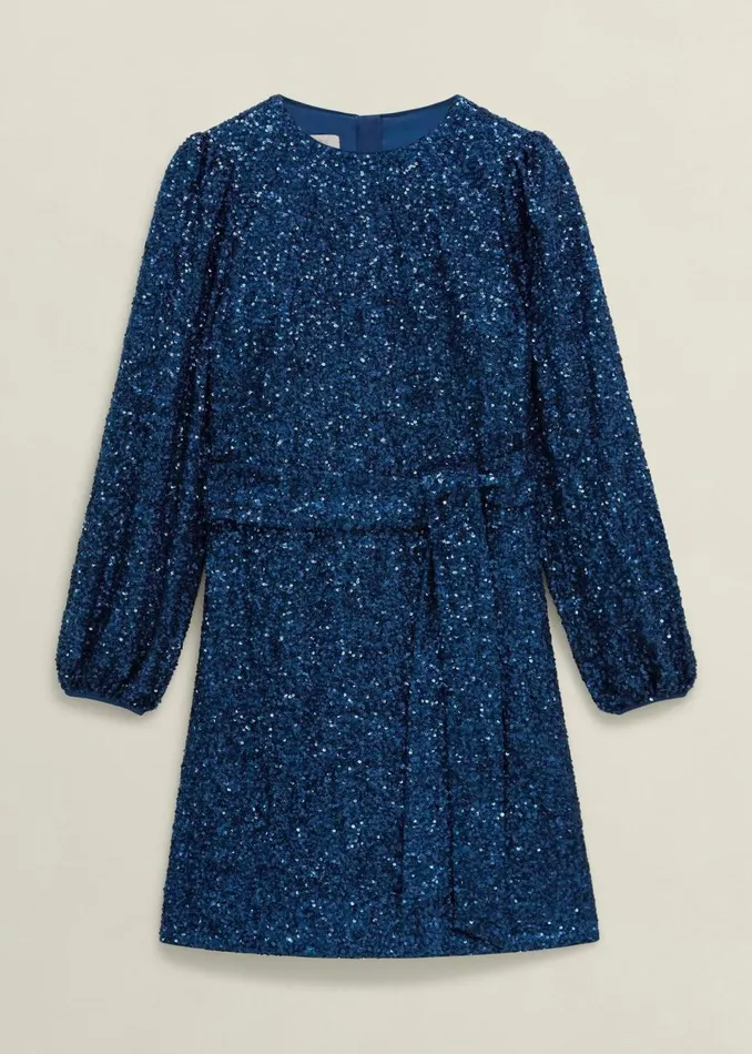 Women Dresses and Jumpsuits Hobbs Bette Sequin Dress Riverside Blue