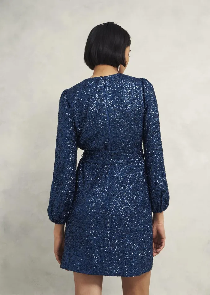 Women Dresses and Jumpsuits Hobbs Bette Sequin Dress Riverside Blue