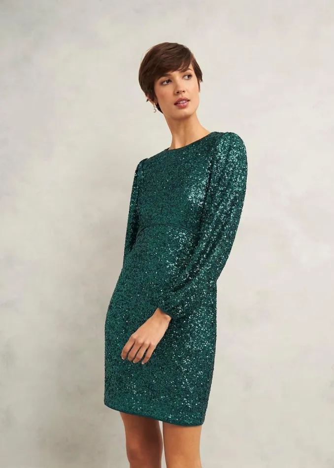 Women Dresses and Jumpsuits Hobbs Cianna Sequin Dress Evergreen