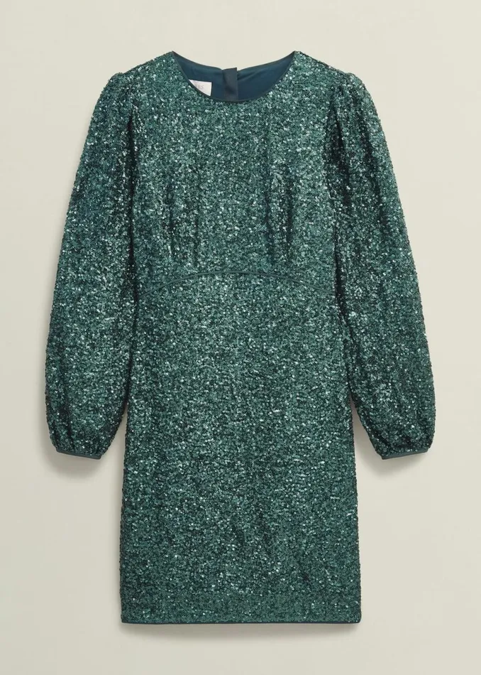 Women Dresses and Jumpsuits Hobbs Cianna Sequin Dress Evergreen
