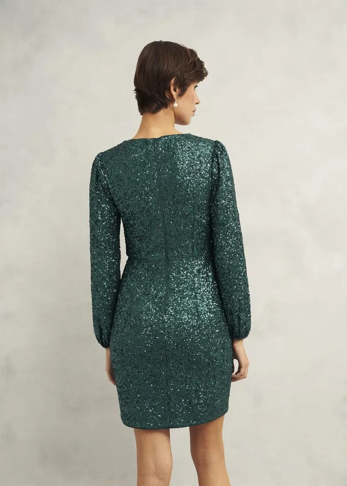 Women Dresses and Jumpsuits Hobbs Cianna Sequin Dress Evergreen