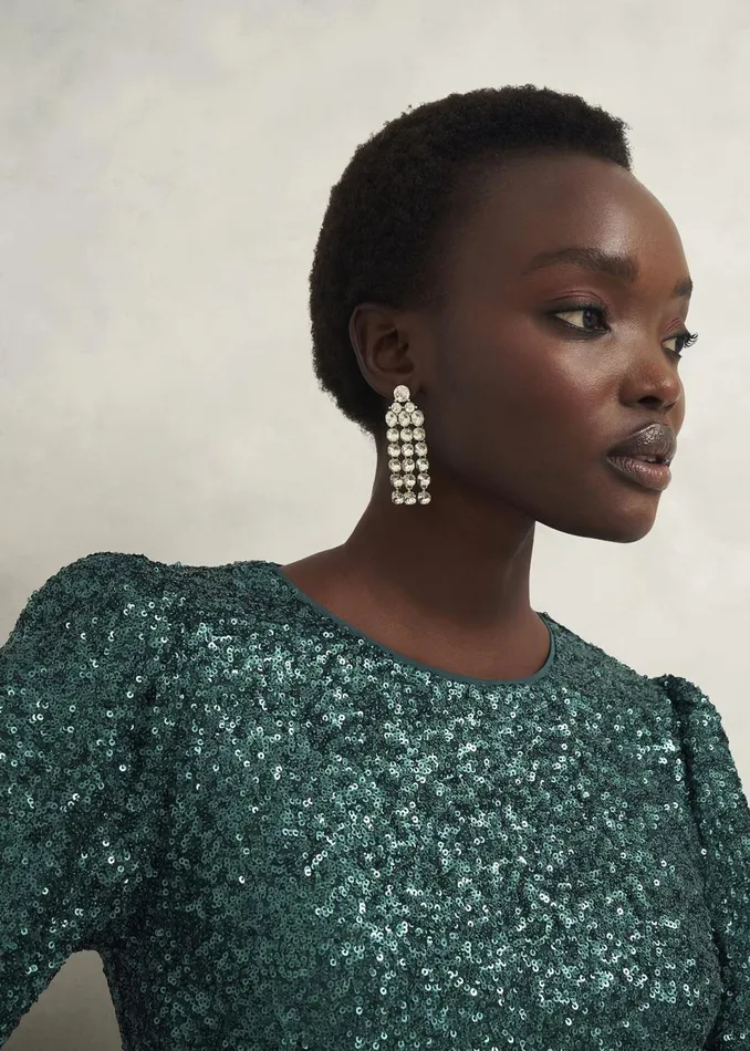Women Dresses and Jumpsuits Hobbs Cianna Sequin Dress Evergreen