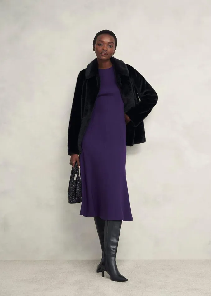 Women Dresses and Jumpsuits Hobbs Davina Ponte Dress Grape Purple