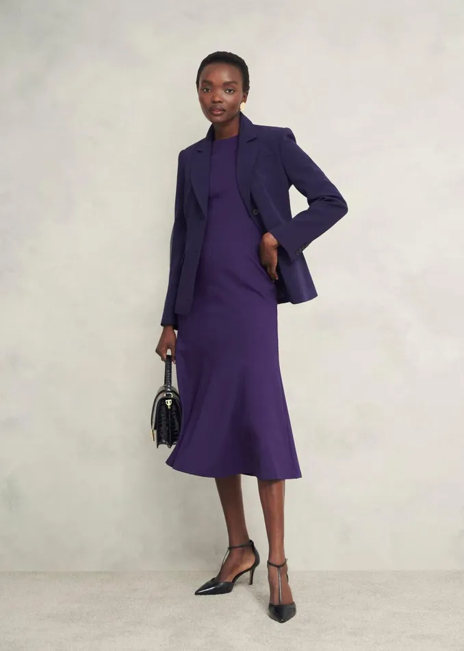 Women Dresses and Jumpsuits Hobbs Davina Ponte Dress Grape Purple