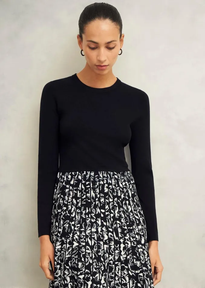 Women Dresses and Jumpsuits Hobbs Gill Knitted Dress Black Ivory