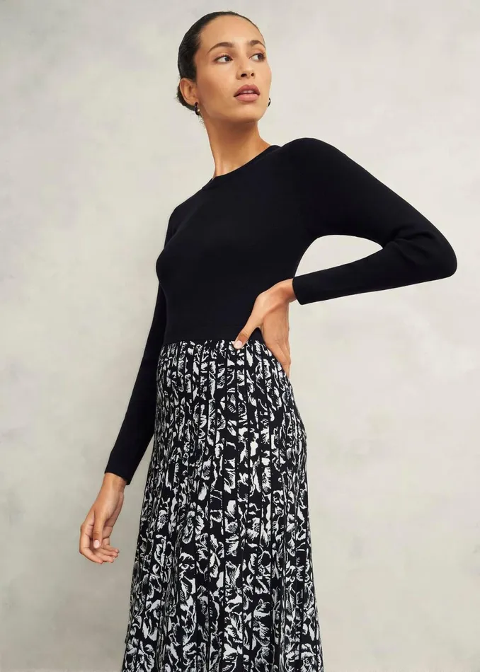 Women Dresses and Jumpsuits Hobbs Gill Knitted Dress Black Ivory