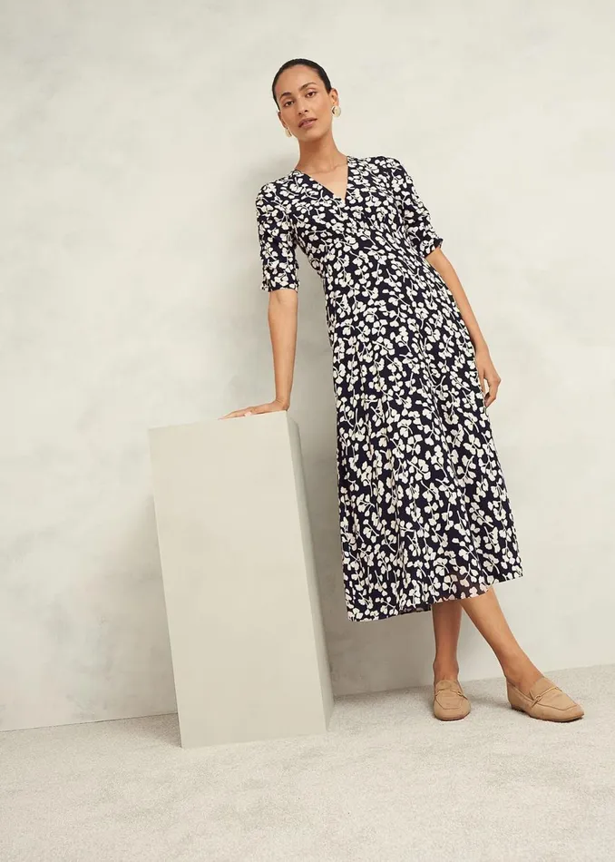 Women Dresses and Jumpsuits Hobbs Petite Bonnie Dress Navy Cream