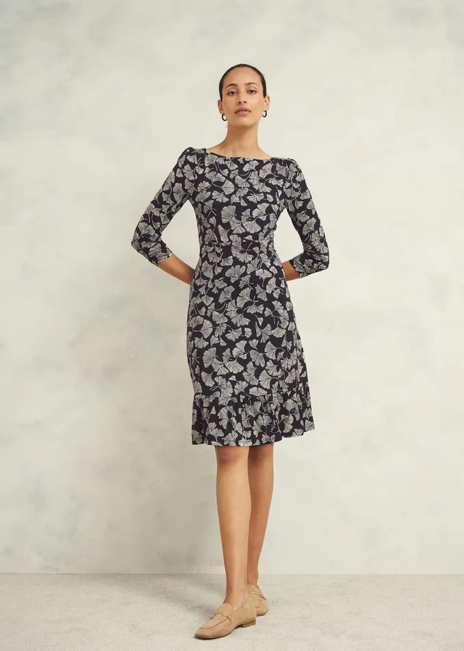Women Dresses and Jumpsuits Hobbs Petite Ginny Jersey Dress Navy Cream