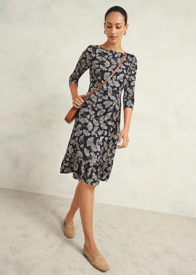 Women Dresses and Jumpsuits Hobbs Petite Ginny Jersey Dress Navy Cream