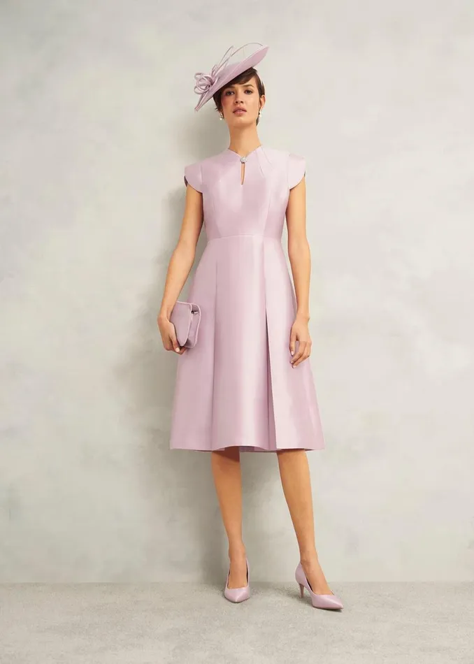Women Dresses and Jumpsuits Hobbs Rhea Wool Silk Dress Soft Petal Pink