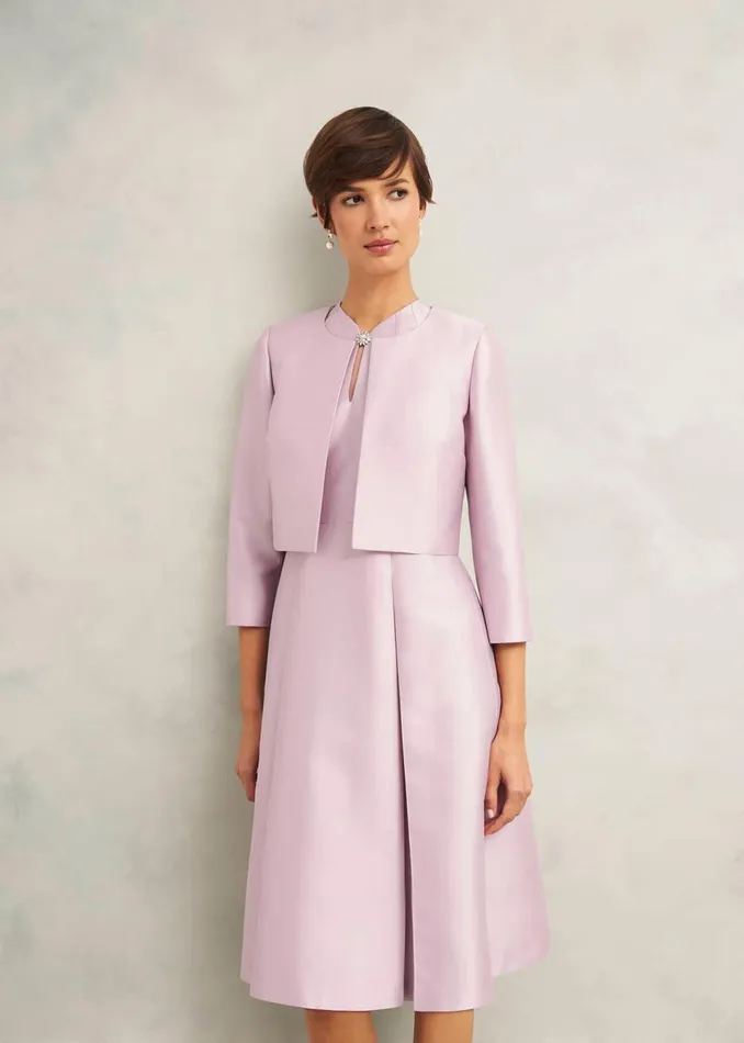 Women Dresses and Jumpsuits Hobbs Rhea Wool Silk Dress Soft Petal Pink