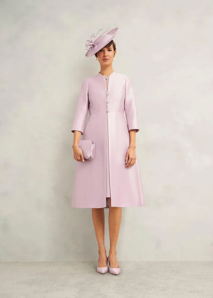 Women Dresses and Jumpsuits Hobbs Rhea Wool Silk Dress Soft Petal Pink