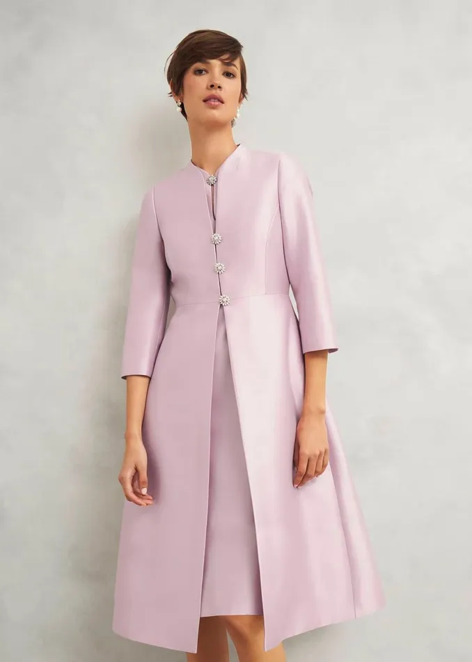 Women Dresses and Jumpsuits Hobbs Rhea Wool Silk Dress Soft Petal Pink