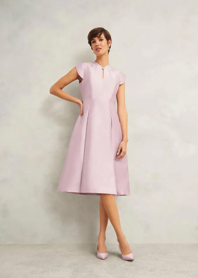 Women Dresses and Jumpsuits Hobbs Rhea Wool Silk Dress Soft Petal Pink