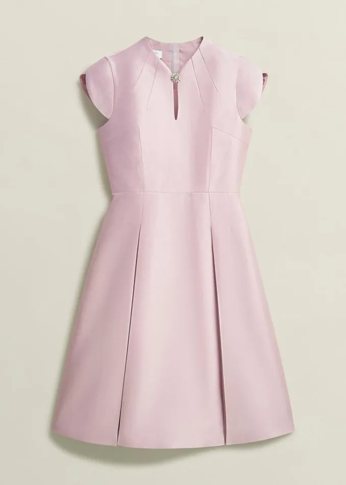 Women Dresses and Jumpsuits Hobbs Rhea Wool Silk Dress Soft Petal Pink