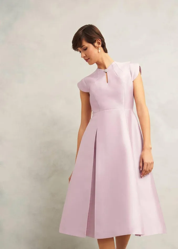 Women Dresses and Jumpsuits Hobbs Rhea Wool Silk Dress Soft Petal Pink