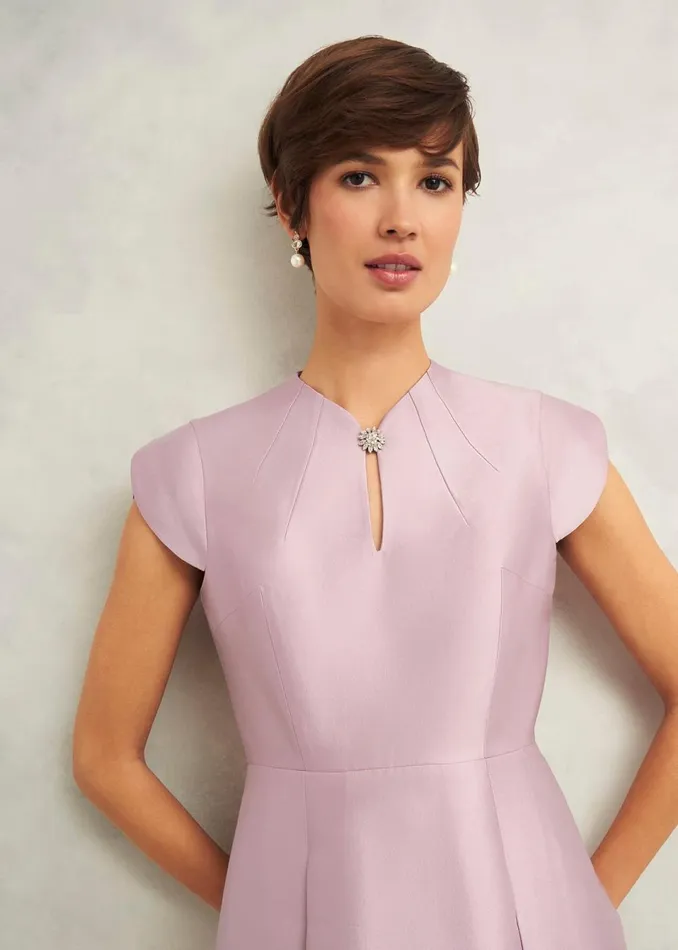 Women Dresses and Jumpsuits Hobbs Rhea Wool Silk Dress Soft Petal Pink
