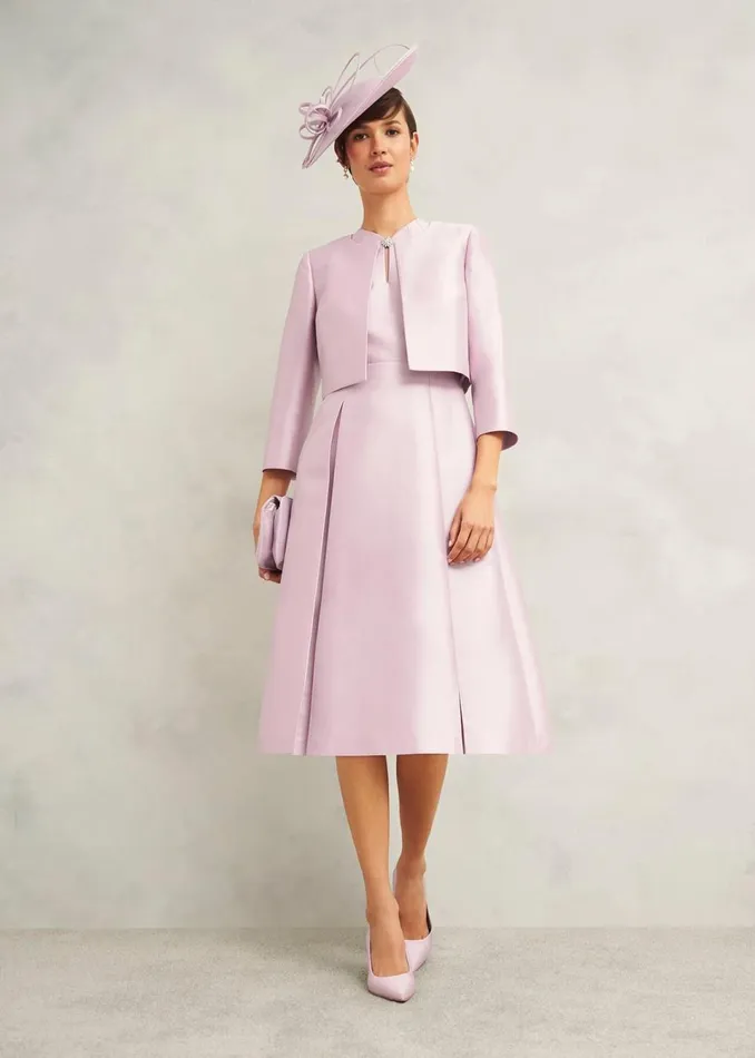 Women Dresses and Jumpsuits Hobbs Rhea Wool Silk Dress Soft Petal Pink