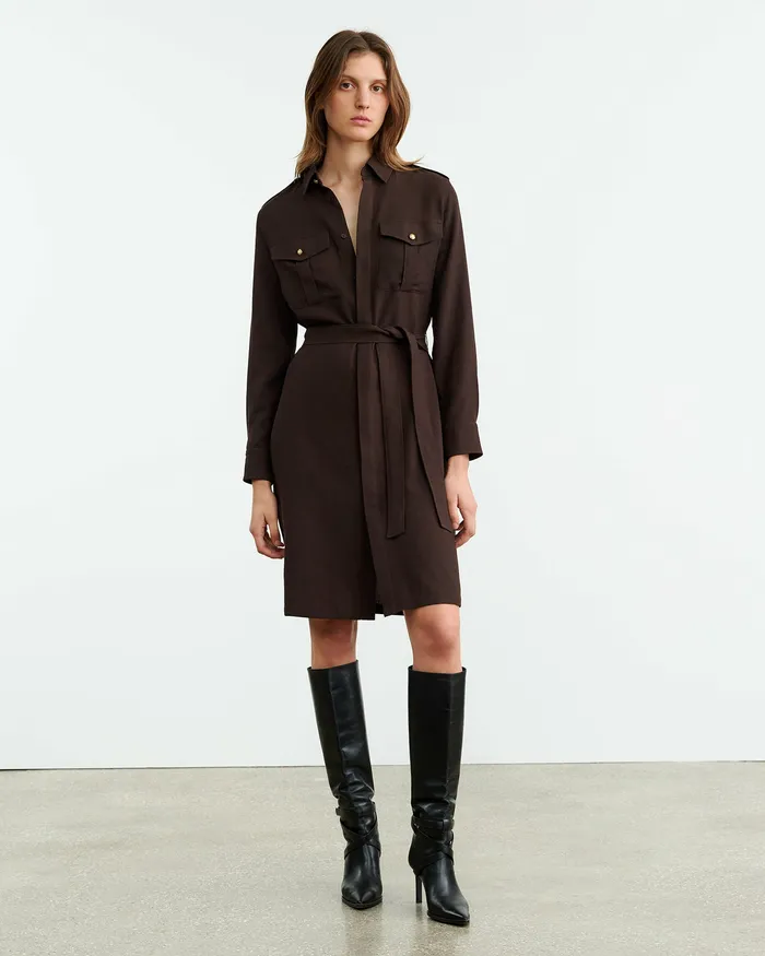Women Dresses and Skirts Nili Lotan MARCIA DRESS Dark Brown