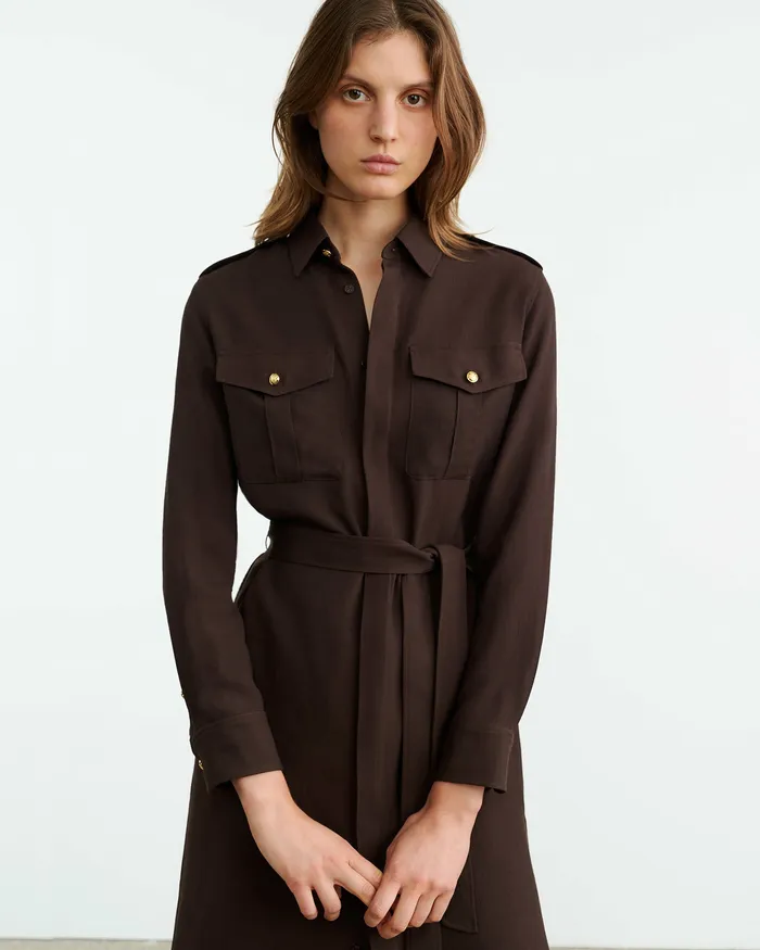 Women Dresses and Skirts Nili Lotan MARCIA DRESS Dark Brown