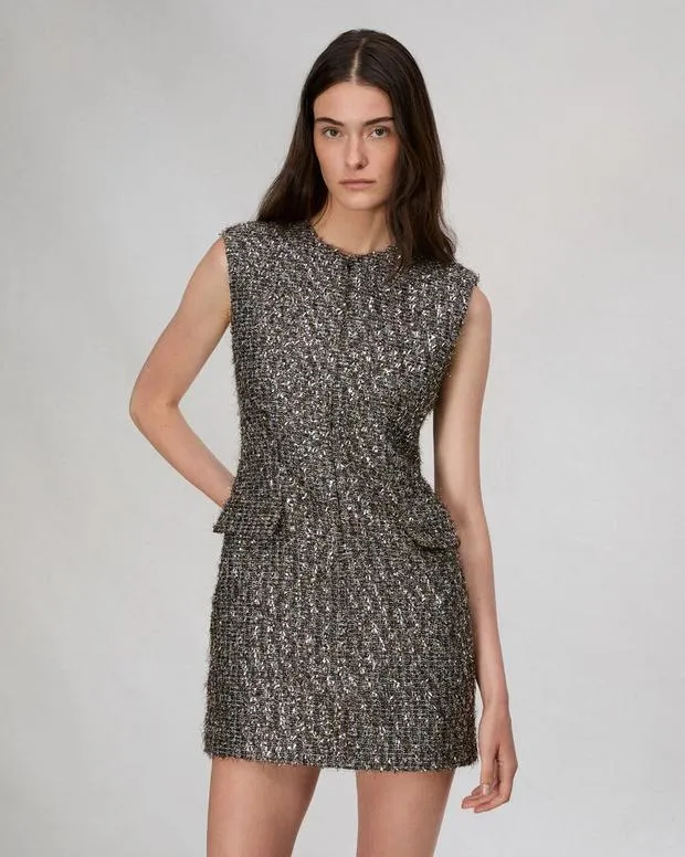 Women Dresses and Skirts Rag and Bone Tina WoolBlend Dress Silver Multi