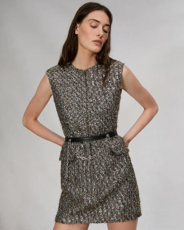 Women Dresses and Skirts Rag and Bone Tina WoolBlend Dress Silver Multi