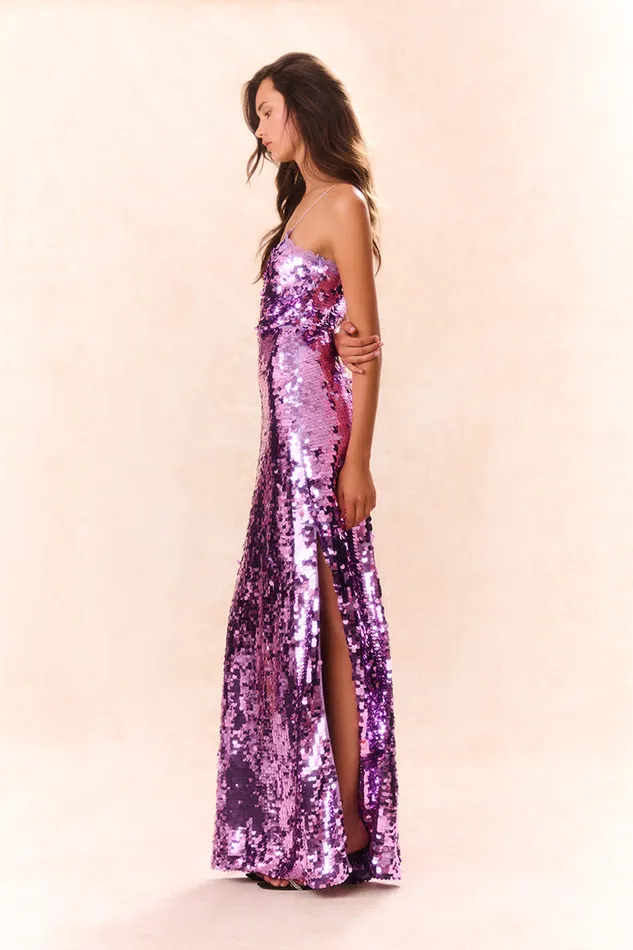 Women Dresses LoveShackFancy Anora Sequin Gown Bright Orchid