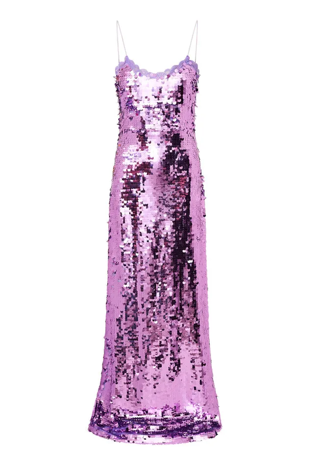 Women Dresses LoveShackFancy Anora Sequin Gown Bright Orchid
