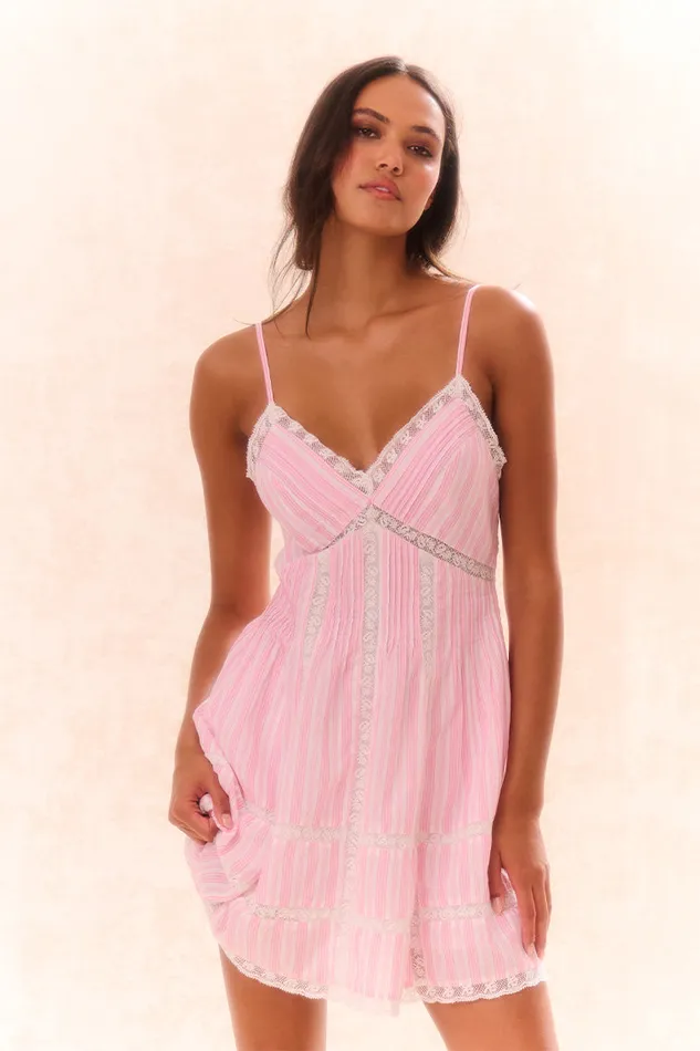 Women Dresses LoveShackFancy Docila Cotton Striped Dress Captiva Pink