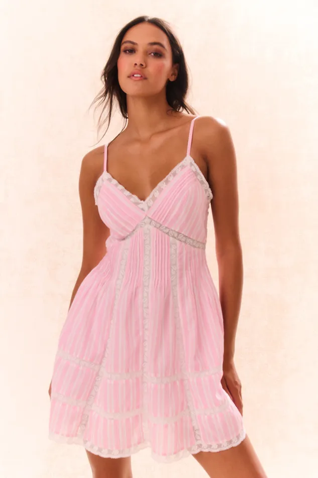 Women Dresses LoveShackFancy Docila Cotton Striped Dress Captiva Pink