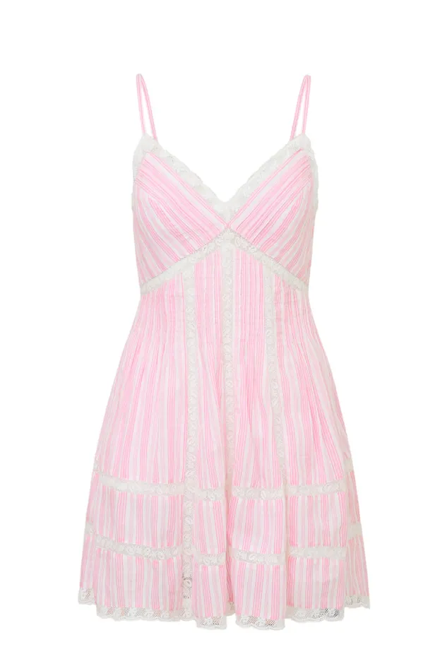 Women Dresses LoveShackFancy Docila Cotton Striped Dress Captiva Pink