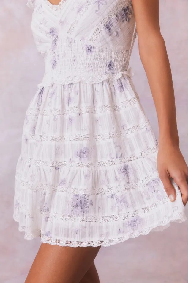 Women Dresses LoveShackFancy Finny Floral Mini Dress Misty Sea