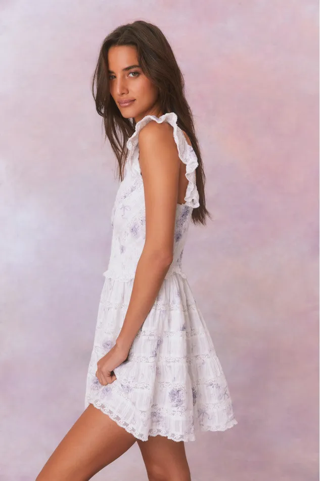 Women Dresses LoveShackFancy Finny Floral Mini Dress Misty Sea