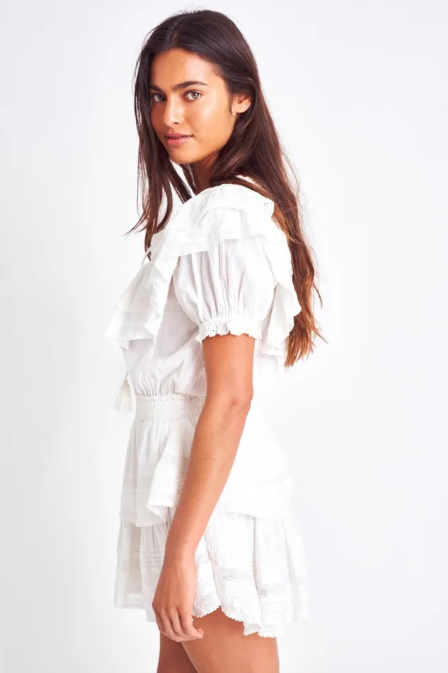 Women Dresses LoveShackFancy Liv Cotton Ruffled Dress Antique White