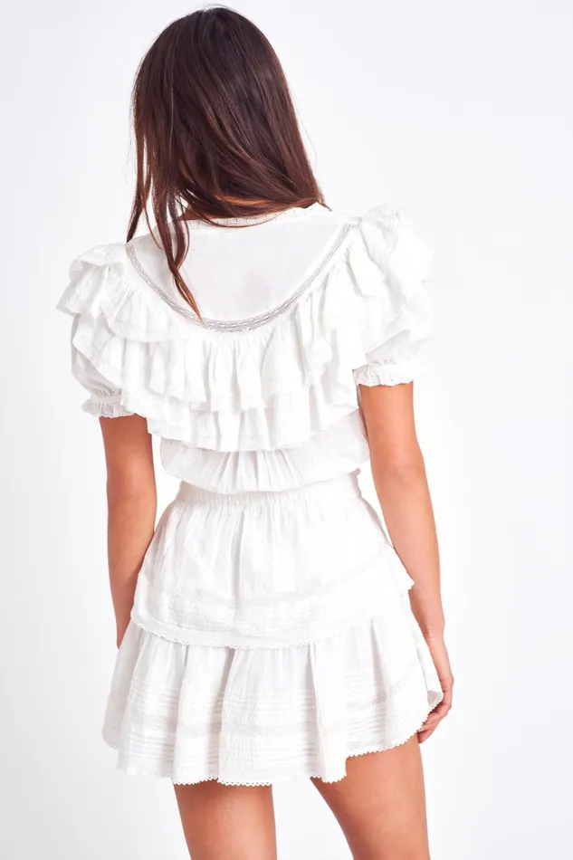 Women Dresses LoveShackFancy Liv Cotton Ruffled Dress Antique White