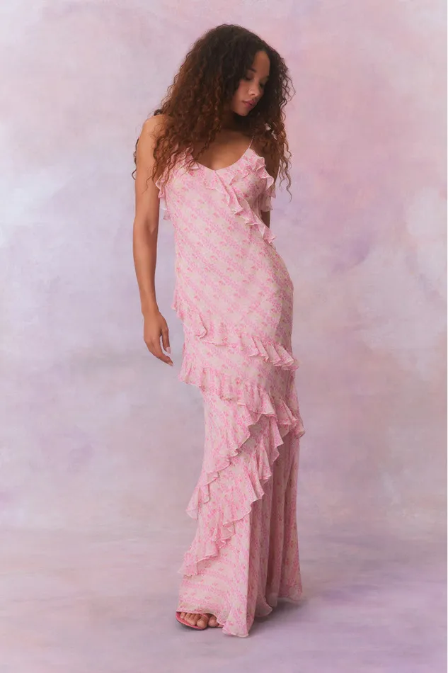 Women Dresses LoveShackFancy Rialto Fragrance Print Maxi Dress Strawberry Macaroon