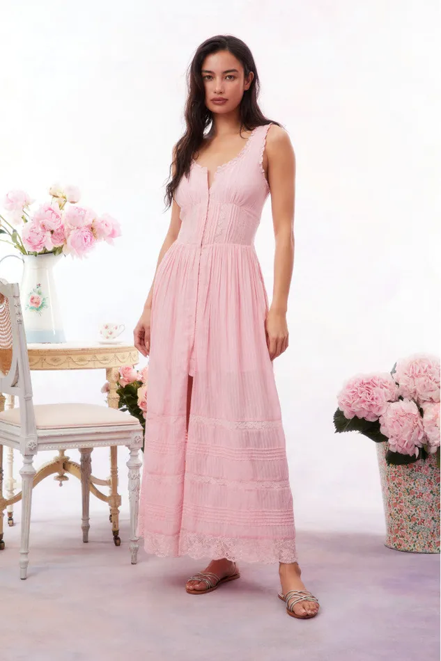 Women Dresses LoveShackFancy Santelle Cotton Maxi Dress Cherry Pink